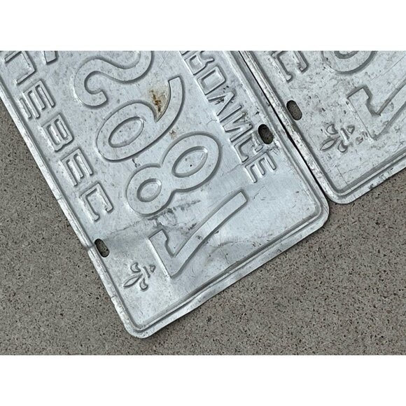 Pair of 1975 Quebec License Plates 796S987 LA BELLE PROVINCE Cream and Green - Picture 6 of 7
